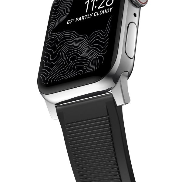 Nomad Robustes Armband FKM für die Apple Watch Series 1 bis 10 / SE / Ultra (2) (44/45/46/49 mm) - Silber/Schwarz