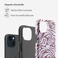 Selencia Vivid Tough Back Cover für das iPhone 15  - Trippy Swirl Dark Rose