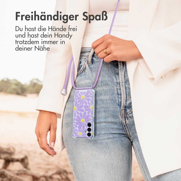 imoshion Design Hülle mit Band Samsung Galaxy A16 - Tropical Violet Flowers Connect