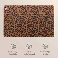 Selencia Sabi Klapphülle mit Leopardenmuster Apple iPad Air 11 Zoll (2025) M3 / (2024) M2 / Air 5 (2022) / Air 4 (2020) - Mocha Brown