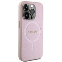 Guess Saffiano MagSafe Back Cover für das iPhone 15 Pro - Rosa