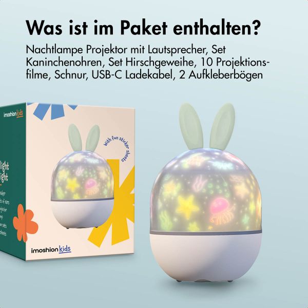 imoshion Dreamlight Nachtlicht-Projektor mit Lautsprecher - 10 Projektionsrollen - Weiß