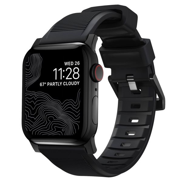 Nomad Robustes Armband FKM für die Apple Watch Series 1 bis 10 / SE / Ultra (2) (44/45/46/49 mm) - Schwarz/Schwarz