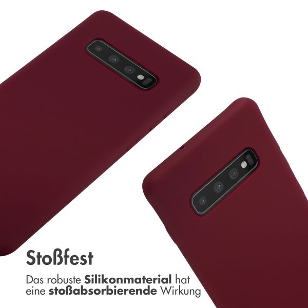 imoshion Silikonhülle mit Band für das Samsung Galaxy S10 Plus - Dunkelrot