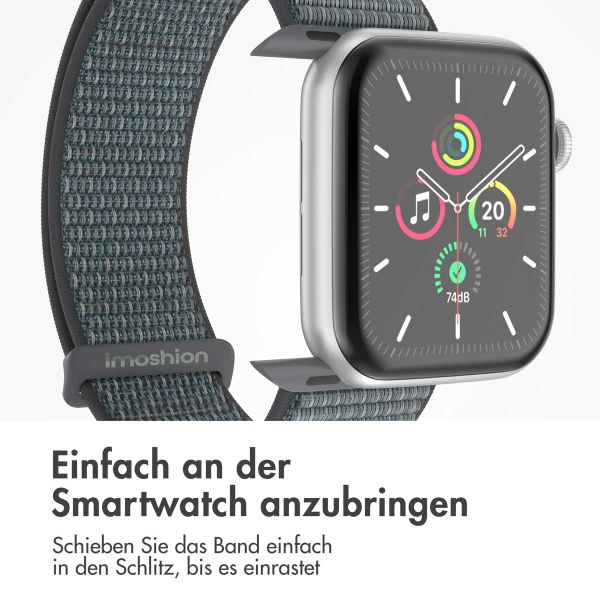 imoshion Nylonarmband für das  Apple Watch Series 1 t/m 9 / SE (38/40/41 mm) | Series 10 / 11 (42 mm) - Ash Green
