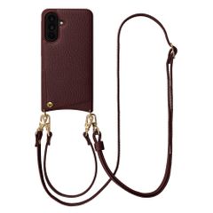 Selencia Nova Croco HandyHülle mit Kordel und Kartenhalter Samsung Galaxy A36 - Bold Burgundy