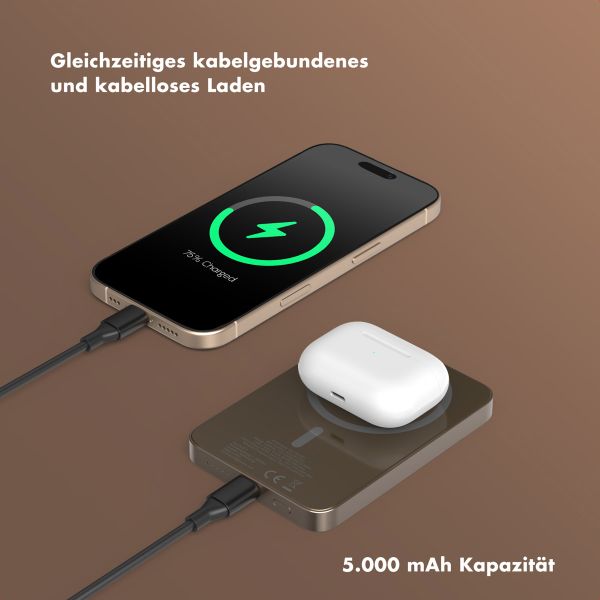 Selencia Vivid Powerbank 5.000 mAh - MagSafe und Qi2 - Desert Gold / Leopard