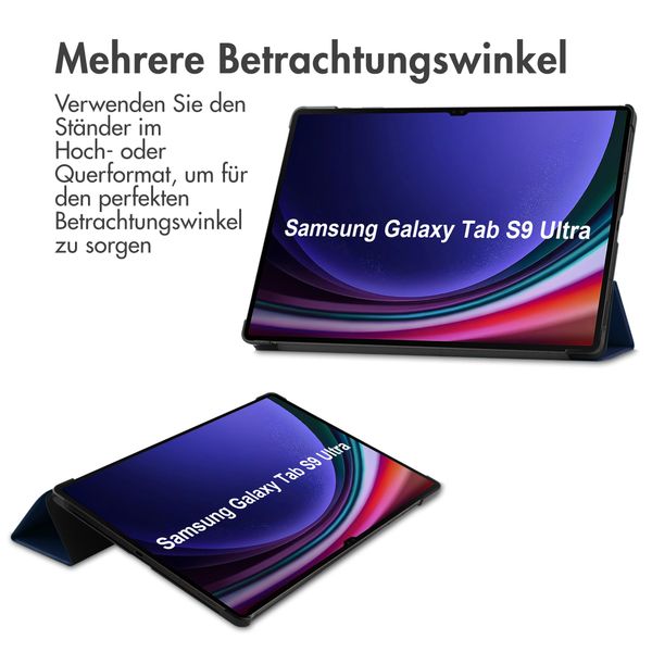 imoshion Trifold Klapphülle für das Samsung Galaxy Tab S10 Ultra / Tab S9 Ultra 14.6 Zoll - Dunkelblau