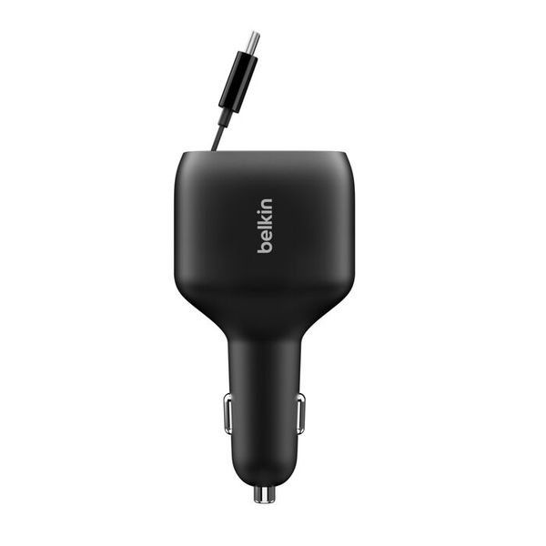 Belkin BoostCharge Autoladegerät mit ausziehbarem Kabel USB-C/USB-A 75 W - Schwarz