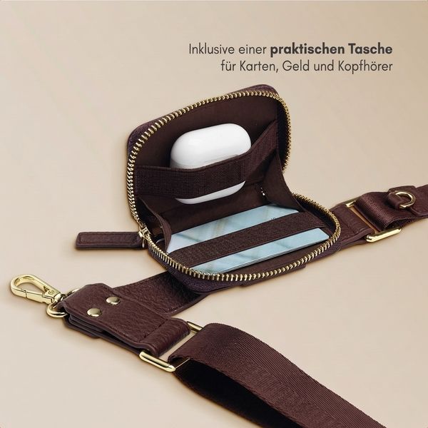 Selencia Handykette mit kleiner Tasche - Mocha Brown