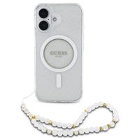 Guess MagSafe IML Glitter Case mit Beads Strap für das Apple iPhone 16 - Transparent