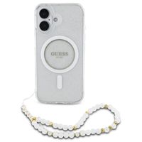 Guess MagSafe IML Glitter Case mit Beads Strap für das iPhone 16 - Transparent