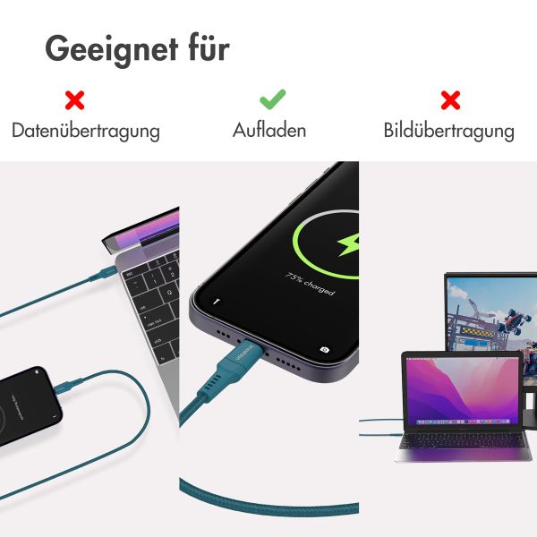 imoshion ﻿Lightning- auf USB-C-Kabel – nicht MFi-zertifiziert – Geflochtenes Gewebe – 1 m – Dunkelblau