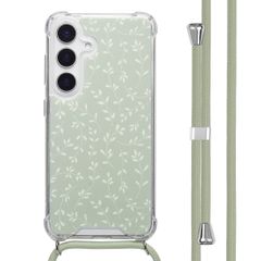 imoshion Design Hülle mit Band Samsung Galaxy S25 - Smoke Green Flowers