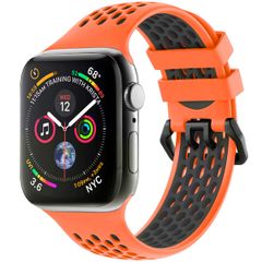 imoshion Silikonsportarmband Buckle für das Apple Watch Series 1 bis 9 / SE (38/40/41 mm) | Series 10 / 11 (42 mm) - Orange / Schwarz