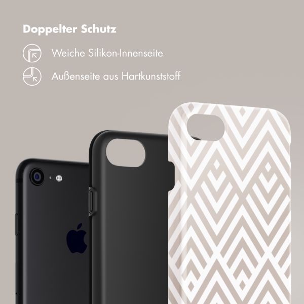 Selencia Vivid Tough Back Cover für das iPhone SE (2022 / 2020) / 8 / 7 - Beige Zigzag