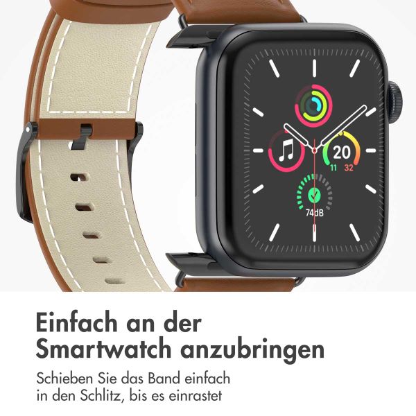 imoshion Classic Lederarmband für das  Apple Watch Series 1 t/m 11 / SE / Ultra (44/45/46/49 mm) - Braun