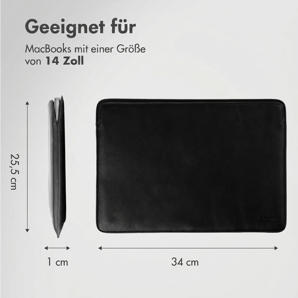 Accezz Leather Laptop Hülle Apple MacBook 14 Zoll - Laptop Sleeve - Schwarz