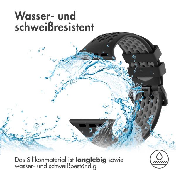 imoshion Silikonsportarmband Buckle für das Apple Watch Series 1 bis 11 / SE / Ultra (44/45/46/49 mm) - Schwarz / Grau