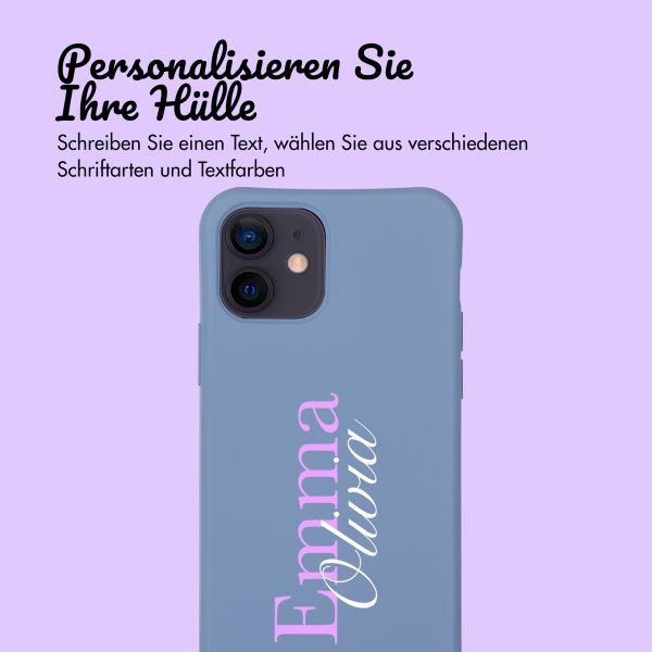 Personalisierte Color Backcover MagSafe mit abtrennbarem Band und Namen für iPhone 12 Pro - Ash Blue