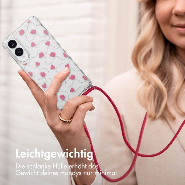 imoshion Design Hülle mit Band Samsung Galaxy S25 Edge - Dusty Rose Connected Hearts