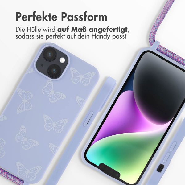 imoshion Silikonhülle design mit Band für das iPhone 14 - Butterfly