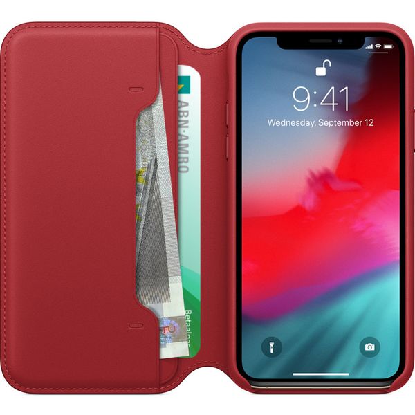 Apple Leather Folio Klapphülle Rot für das Apple iPhone Xs / X