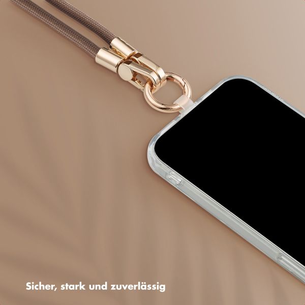 Selencia Handykette Set mit Perlen und Muscheln - Mocha Brown