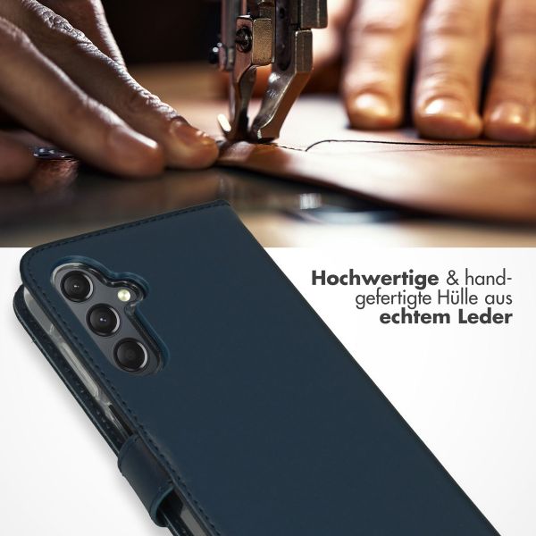 Selencia Echtleder Klapphülle Samsung Galaxy A25 (5G) - Blau