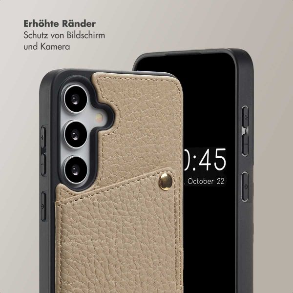 Selencia Nova HandyHülle mit Kordel und Kartenhalter Samsung Galaxy S24 / S25 - Beige