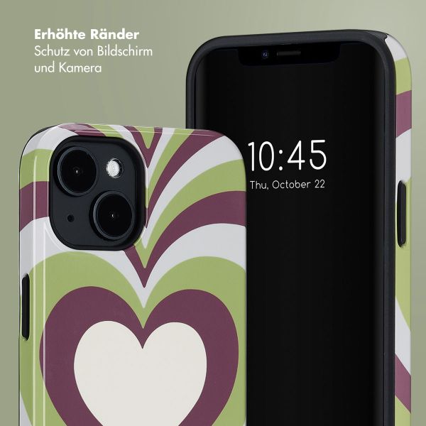 Selencia Vivid Tough Back Cover MagSafe für das iPhone 14 - Double Hearts Plum Fern