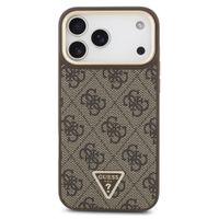 Guess Classic Triangle Logo Leather Back Cover mit MagSafe Apple iPhone 17 Pro Max - Braun