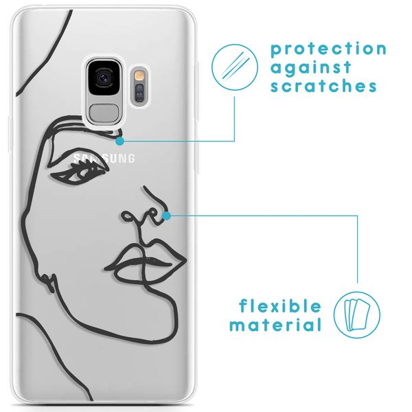 imoshion Design Hülle Galaxy S9 - Abstraktes Gesicht - Schwarz