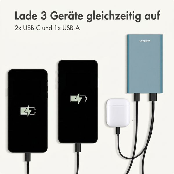 imoshion Ultra Series Aluminium Powerbank 20.000 mAh - Schnellladen bis 33W - Petrol Green