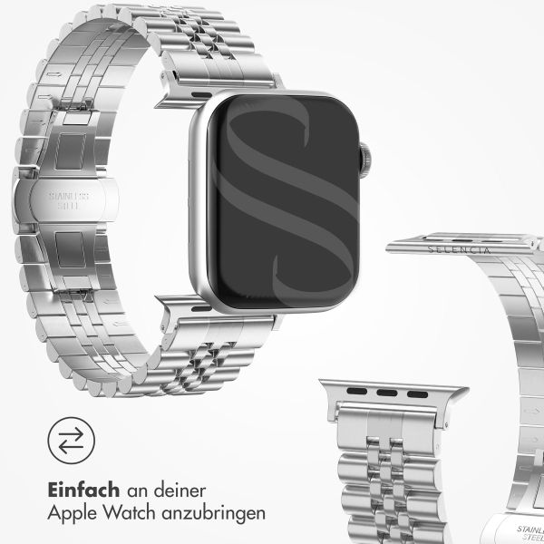 Selencia Jubilee-Edelstahlarmband für die Apple Watch Series 1 bis 10 / SE / Ultra (2) (44/45/46/49 mm) - Silber