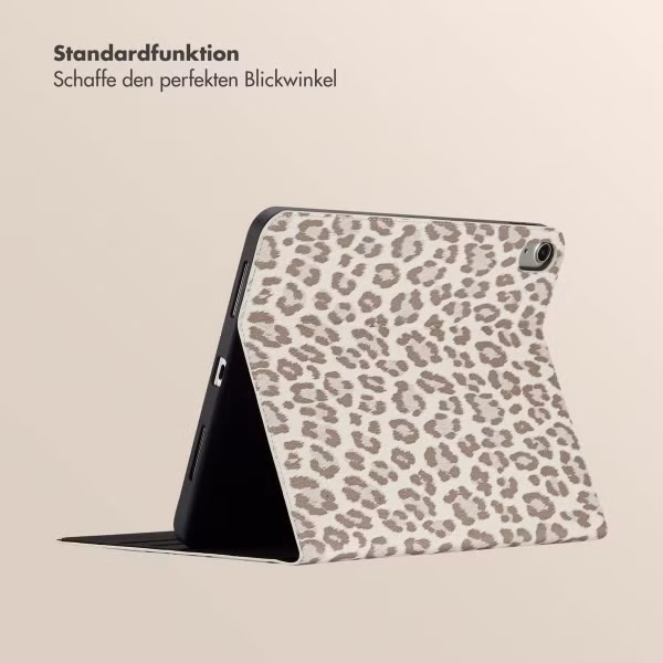 Selencia Sabi Klapphülle mit Leopardenmuster Apple iPad 11 (2025) 11 Zoll A16 / iPad 10 (2022) 10.9 Zoll - Soft Ivory