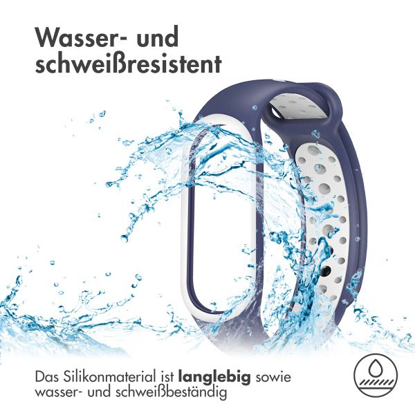 imoshion Silikonband Sport für das Xiaomi Mi Band 7 - Blau / Weiß