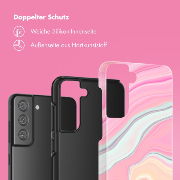 Selencia Vivid Back Cover Samsung Galaxy S21 FE - Pastel Lipstick Marble