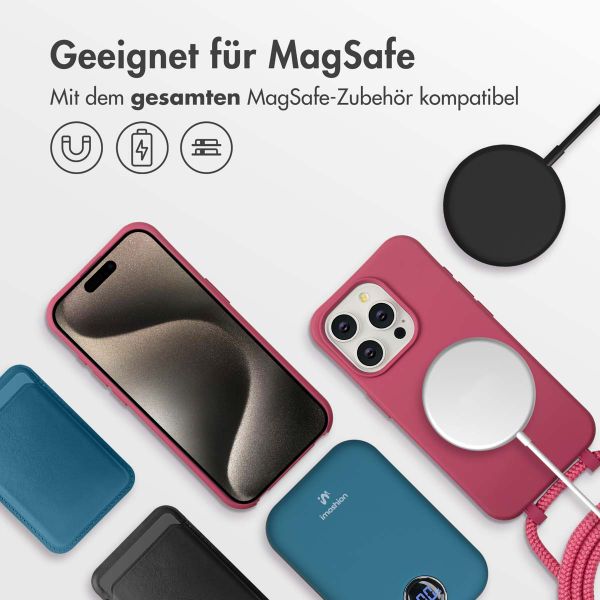 imoshion Color Backcover mit abnehmbarem Handykette und MagSafe Apple iPhone 15 Pro - Raspberry