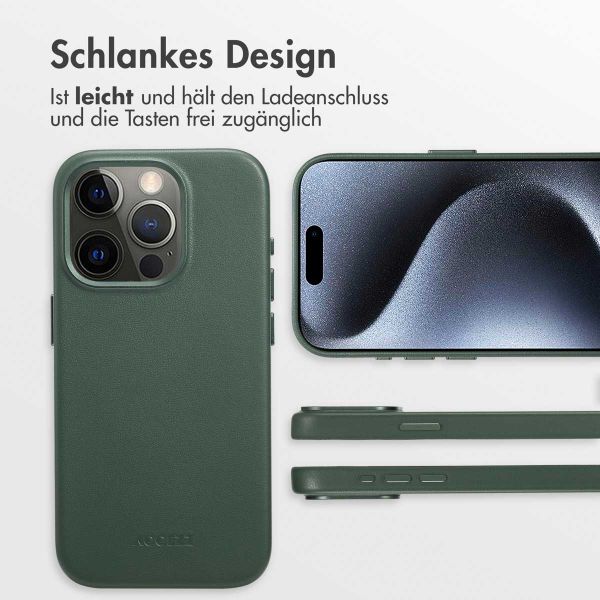 Accezz MagSafe Leather Backcover für das iPhone 15 Pro - Cedar Green