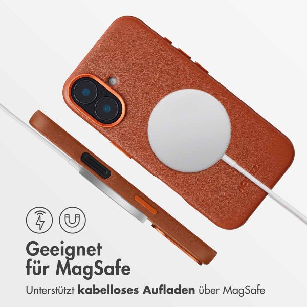 Accezz MagSafe Leather Backcover für das iPhone 16 - Sienna Brown