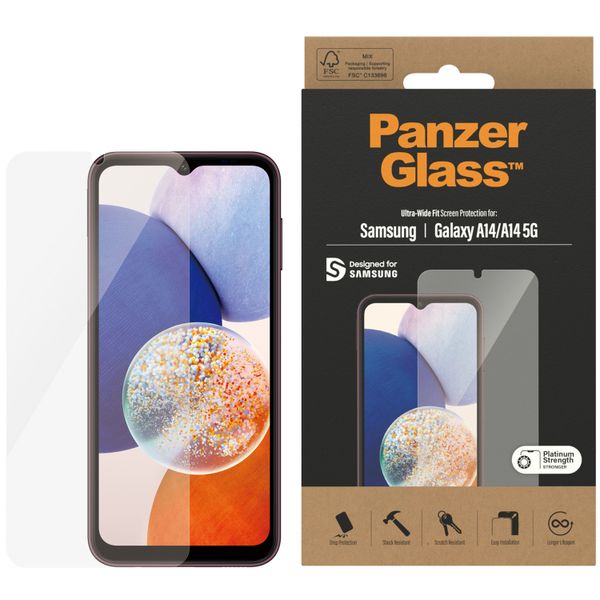 PanzerGlass Ultra-Wide Fit Antibakterieller Displayschutz für das Samsung Galaxy A14 (5G/4G)