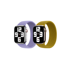 Apple 2 Pack Geflochtenes Solo Loop für Apple Watch | 44/45/46/49 mm - Größe 6 - Lavender/ Chartreuse