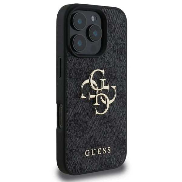 Guess 4G Metal Logo Back Cover für das iPhone 16 Pro Max - Schwarz