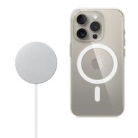 Apple Clearcase für das Apple iPhone 15 Pro + Apple MagSafe kabelloses Ladegerät 25 W - 1 Meter
