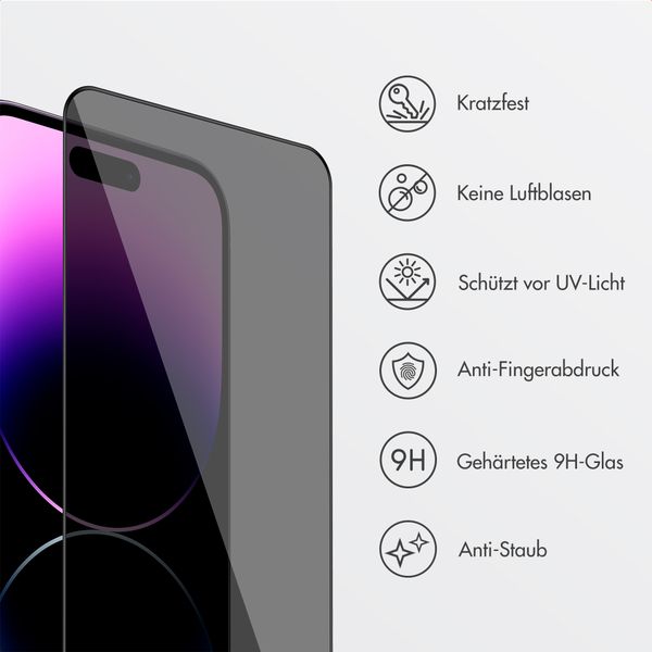 Accezz Sichtschutz-Schutzglas mit Applikator Apple iPhone 13 / 13 Pro / 14 / 16e