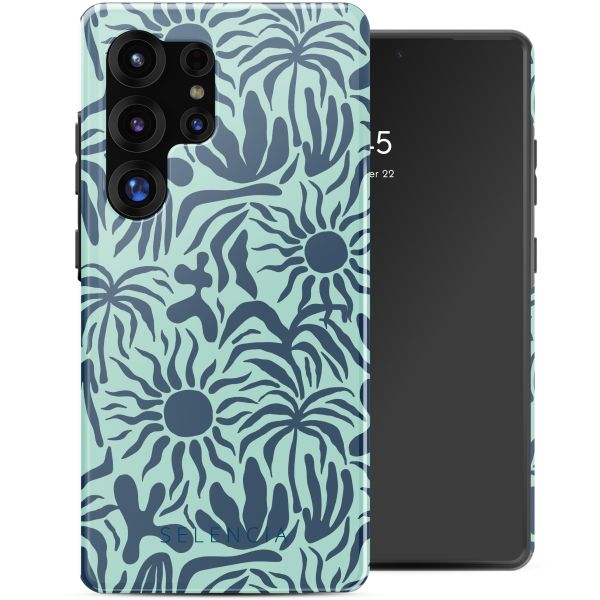 Selencia Vivid Tough Back Cover für das Samsung Galaxy S25 Ultra - Tropical Vibes Light Blue