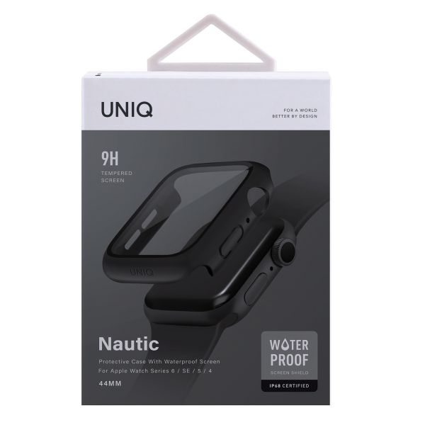 Uniq Nautic Apple Watch Hülle mit Wasserdichtem Gehärtetem Glas-Displayschutz für die Apple Watch 4-6 / SE - 44 mm - Midnight Black