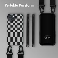 Selencia SilikonHülle design mit abnehmbarem Band Apple iPhone 14 - Irregular Check Black