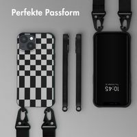 Selencia Silikonhülle design mit abnehmbarem Band für das iPhone 14 - Irregular Check Black